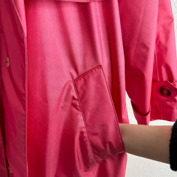 Vintage Hot Pink Belted Trench Coat Belted Worthington Halloween Size 12 - Picture 7 of 8